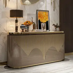Mueble moderno de lujo para sala de estar, mueble de mármol dorado de alta calidad para Buffet
