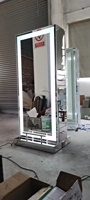 Promotion Exceptionnelle 2023 : Station Double Miroir LED Argentée pour Salon, Postes de Coiffure Éclairés Durée de Vie 10 Ans