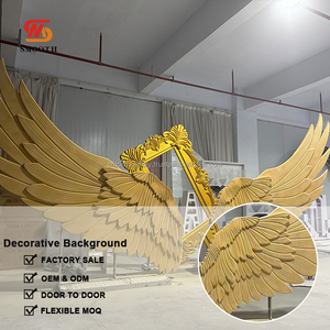 Suave personalizado grandes eventos escenario pasillo decoración telón de fondo PVC acrílico oro alas de Ángel arco telón de fondo - Product Image 2