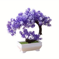 Bonsaï Artificiel Réaliste en Plastique avec Pot Blanc - Décoration de Thanksgiving et de Mariage, Feuilles Hautement Réalistes, Utilisation sur Bureau