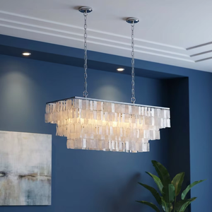 Lustre en verre de luxe français, lampe suspendue en écailles de coquillages naturelles, salon, salle à manger, décoration artistique rétro, lustre américain - Product Image 3