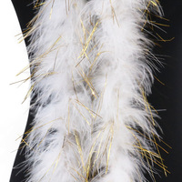 Boas en plumes de marabout, boa en plumes de dinde avec lurex argenté brillant pour fêtes, robes de mariée, costumes de danse, accessoires de couture et artisanat