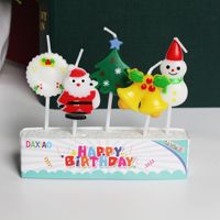 Großhandel Weihnachtsthema Kerzen 5er-Set Schneemann Satan Tortendekorationskerzen für Geburtstagsfeier Paraffinwachskerzen