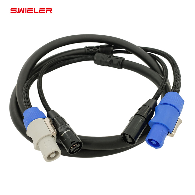 13AWG Power DMX Cat6 Signal Control Cable Stage Dmx Lighting Powercon Cat6 Cable 2in1 Hybrid Cable with Rj45 Powercon Connector