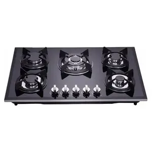 Best Selling Household Cooking Countertop Tempered Glass Top 5 Burners Built-in Gas Cooktop With Ce And Etl Approval