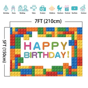 7x5 kaki latar belakang bayi blok latar belakang fotografi warna-warni spanduk dekorasi pesta ulang tahun untuk anak laki-laki perempuan - Product Image 3