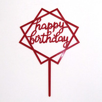 Décoration de gâteau en acrylique Happy Birthday Cake Topper Décorations de gâteaux circulaires et en forme de cœur