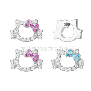 ยูนิคต่างหูรูปแมวโลหะผสมไทเทเนียมฝังเพทายสำหรับผู้หญิงเครื่องประดับเจาะแฟชั่น - Product Image 3