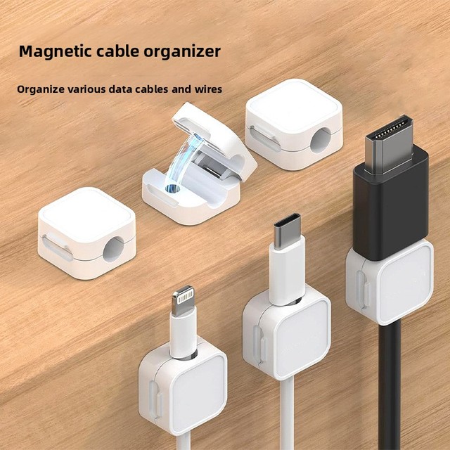 Magnetic Acrylic Cable Organizer for Desks & Car Interiors-Wire Management Clip Tidy Phone Charging Cables Secure Fastener Plugs
