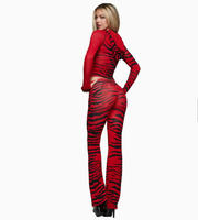 Nouvel ensemble deux pièces zèbre Y2K pour femme : crop top zippé, pantalon évasé, veste et pantalon imprimés léopard – Ensembles 2 pièces pour femme