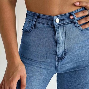 <span class=keywords><strong>Jeans</strong></span> Skinny a Vita Alta Personalizzati OEM per Donna, Pantaloni in Denim Super Elasticizzati e Aderenti - Product Image 2