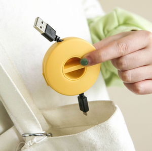 صندوق بكرة تخزين بسلك USB مرن شاحن محمول مع حامل - Product Image 4