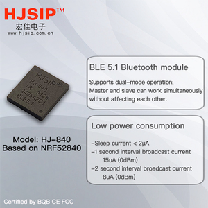 HJSIP HJ-840 NRF52840 6.2*7*0.9mm Módulo Bluetooth BLE5.1 Incluir transmissão transparente IOT NRF52810 porta UART