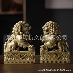 Qi Hang Chinese Style Bronze Lion Figurine Handmade Home Decoration For Living Room Entryway Balcony <b>Ornament</b> - Product Image 3