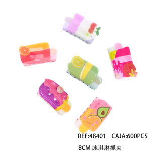 Fermagli per capelli Nailart Ice Cream da 8 cm con design di frutta colorata per donne e ragazze - Product Image 2