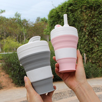 Tasse à café en silicone de 600 ml, pliable, avec couvercle et manchon de protection thermique