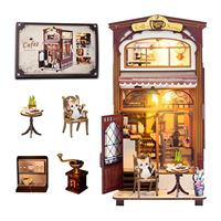 Kit de décoration miniature Hamaileon Vintage Coffee House Book Nook avec lumière chaude, maison de poupée DIY pour adultes, insert pour étagère