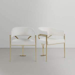 Meridian Furniture <span class=keywords><strong>Chaise</strong></span> de salle à manger en forme de V Salon rembourré contemporain Chaises de salle à manger Cadre en métal Location de fête d'hôtel - Product Image 6