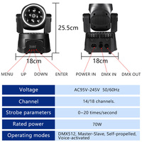 Fabrik OEM/ODM 70W LED Mini Moving Head Bühnenstrahler RGBW Muster DMX512/Sound-Aktivierte Steuerung IP33-zertifiziert für Familien