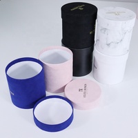 Boîte ronde en velours pour fleurs séchées, boîtes cadeaux florales en papier pour la Saint-Valentin, emballage rond en papier pour fleurs, boîte d'expédition