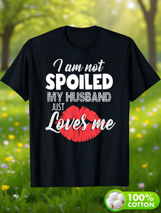 T-shirt da donna taglie forti girocollo a maniche corte con stampa labbra e lettere 100% cotone, top casual estivo taglie grandi - Product Image 2