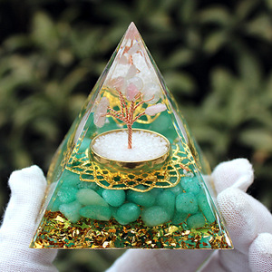Rose Quartz <b>Tree</b> <b>Crystal</b> Epoxy Pyramid Green Aventurine Home Decor Desktop Ornament Collection Gift - Product Image 3