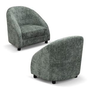 Fauteuil Aladdin en tissu vert avec base en métal pour salon intérieur - Product Image 2