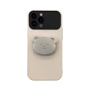 Metal Bear Stand Suitable for 13ProMax Apple Phone Case iPhone 15 Cartoon 14 Full Pack 11 Soft phone case