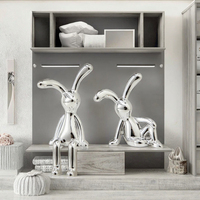 1 pièce Lapin à longues oreilles 3D, Ornement DIY en résine à motif animal, Décoration de console centrale, Placage Art Déco pour l'ameublement