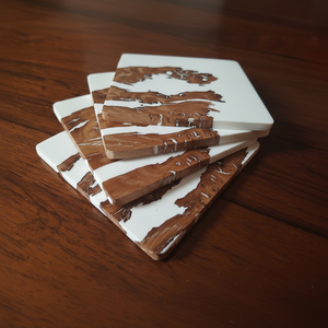 Posavasos de piedra de resina epoxi blanca y decoración personalizada para el hogar, tapetes de corcho para mesa y posavasos al por mayor para bebidas a la venta - Product Image 1