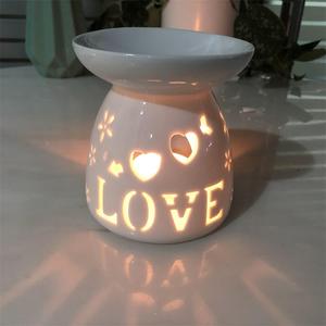 Brûleur à huile en <span class=keywords><strong>céramique</strong></span> blanc, diffuseur de chauffe-cire, porte-bougie, lampe d'aromathérapie, four à huiles essentielles, saint-valentin, décoration de la maison - Product Image 4