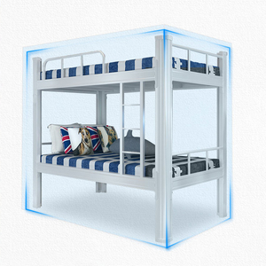 เตียงสองชั้นโลหะโรงเรียนพร้อมบันไดเตียงคู่เหนือเตียงสองชั้นเต็ม - Product Image 4