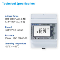 Medidor de kWh electrónico estático activo pequeño con Modbus RS485, carril Din trifásico de 4 Mod, 2 unidades, 2 unidades