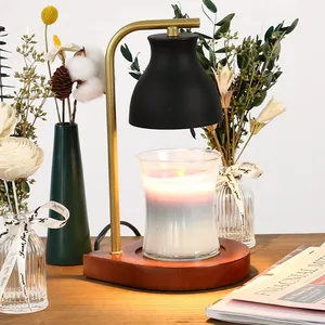 Base en bois électrique chauffe-bougie cire fondant lumière créative aromathérapie chauffe-bougie lampe pour bougies parfumées réglable