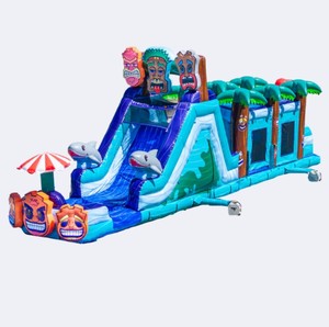 Parcours d'obstacles gonflable Summer Blue Tiki Tovi Shape Shifter, toboggan aquatique/sèche sur le thème Tiki Tovi avec structure gonflable - Product Image 3
