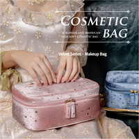Sac de maquillage en velours à paillettes pour femmes, grande capacité, résistant à l'eau, fermeture éclair, organiseur de cosmétiques portable, voyage pour étui