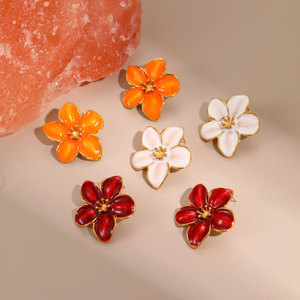 เครื่องประดับชุบทอง 14k 18k แบบไม่ก่อให้เกิดอาการแพ้ ดีไซน์สวยงาม ต่างหูแฟชั่นรูปดอกไม้สไตล์ฮาวาย ทำจากสแตนเลสสตีล 316L สำหรับผู้หญิง - Product Image 2