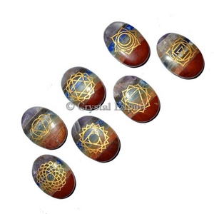 Engraved <b>Chakra</b> Bonded Oval <b>Set</b> - Cheap Wholesale <b>Chakra</b> <b>Set</b> - Product Image 1