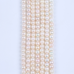 Filo di Perle Akoya Naturali Bianche Certificati da Terze Parti, Forma a Patata 5.5-6mm, Grado A, Vendita all'Ingrosso - Product Image 1