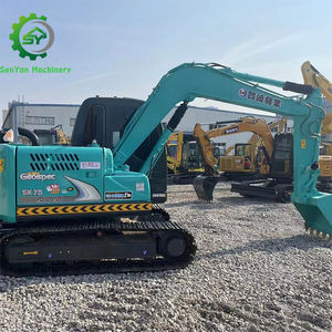 Mini-pelle Kobelco SK75 d'occasion de 7.5 tonnes pour la construction d'ingénierie Caractéristiques Composants de base Moteur Boîte de vitesses Pompe à engrenages - Product Image 1