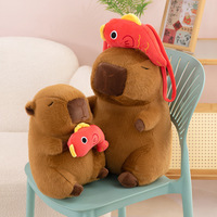 Peluche Capybara Koi Porte-Bonheur, Jouet en Peluche Doux, Poupée Animale Mignonne Kawaii, Coussin en Peluche de Dessin Animé, Cadeau d'Anniversaire pour Enfants, Adultes et Amis