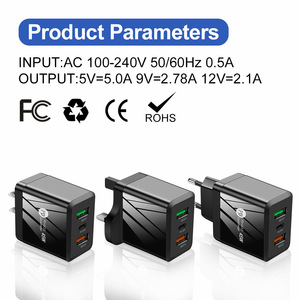 2022 High Quality Universal EU UK US 45W Plug Type-<b>C</b>+Dual <b>USB</b> Port QC3.0 Fast Charger Quick Charging for Mobile Phones - Product Image 6