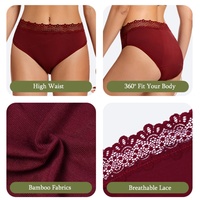 Culottes en dentelle réutilisables pour femmes, taille haute, respirantes, anti-fuites, en bambou, 4 couches, haute absorption, écologiques, vente en gros ODM