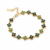 Nouveauté transfrontalière : Bracelet trèfle à quatre feuilles, design élégant et avant-gardiste, entièrement pavé de zircons, haute qualité