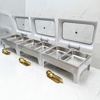 Chauffe-Plats de Luxe Nouveauté pour Restaurants, Grands Réchauds en Verre, Ensemble Buffet, Chauffe-Plats 9L, Plats de Service Blancs pour la Restauration
