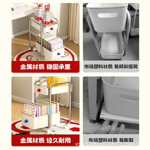 Estante de almacenamiento portátil de varias capas con ruedas para escritorio de estudio y organización de libros en el dormitorio, tipo rectangular, para oficina - Product Image 4