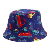 Topi Ember Biru Tua untuk Anak-anak dengan Cetakan Hewan Liar Kartun Lucu, Pola Singa Harimau Gajah, Topi Nelayan Pelindung Matahari Musim Panas