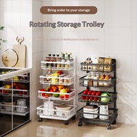 Chariot de rangement multi-niveaux en fil métallique pour cuisine, idéal pour fruits et légumes, organisateur d'ustensiles de cuisine d'angle - Vente en gros usine