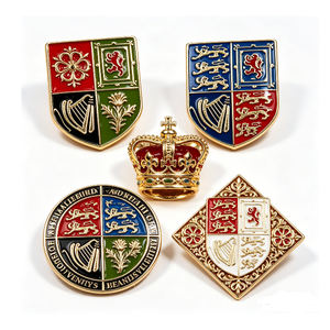 Écusson personnalisé en métal émaillé rigide avec armoiries royales britanniques, imprimé UV, pour ensemble de badges héraldiques britanniques pour la Fête des Pères - Product Image 6