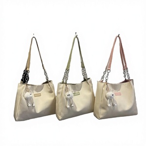 กระเป๋าโท้ทลำลองแฟชั่นใหม่ประจำปี 2026 สีพื้นทันสมัย ซิป PU ความจุเยอะ สำหรับผู้หญิง ฤดูร้อน  วัสดุโพลีเอสเตอร์ เหมาะสำหรับนักเรียน - Product Image 2